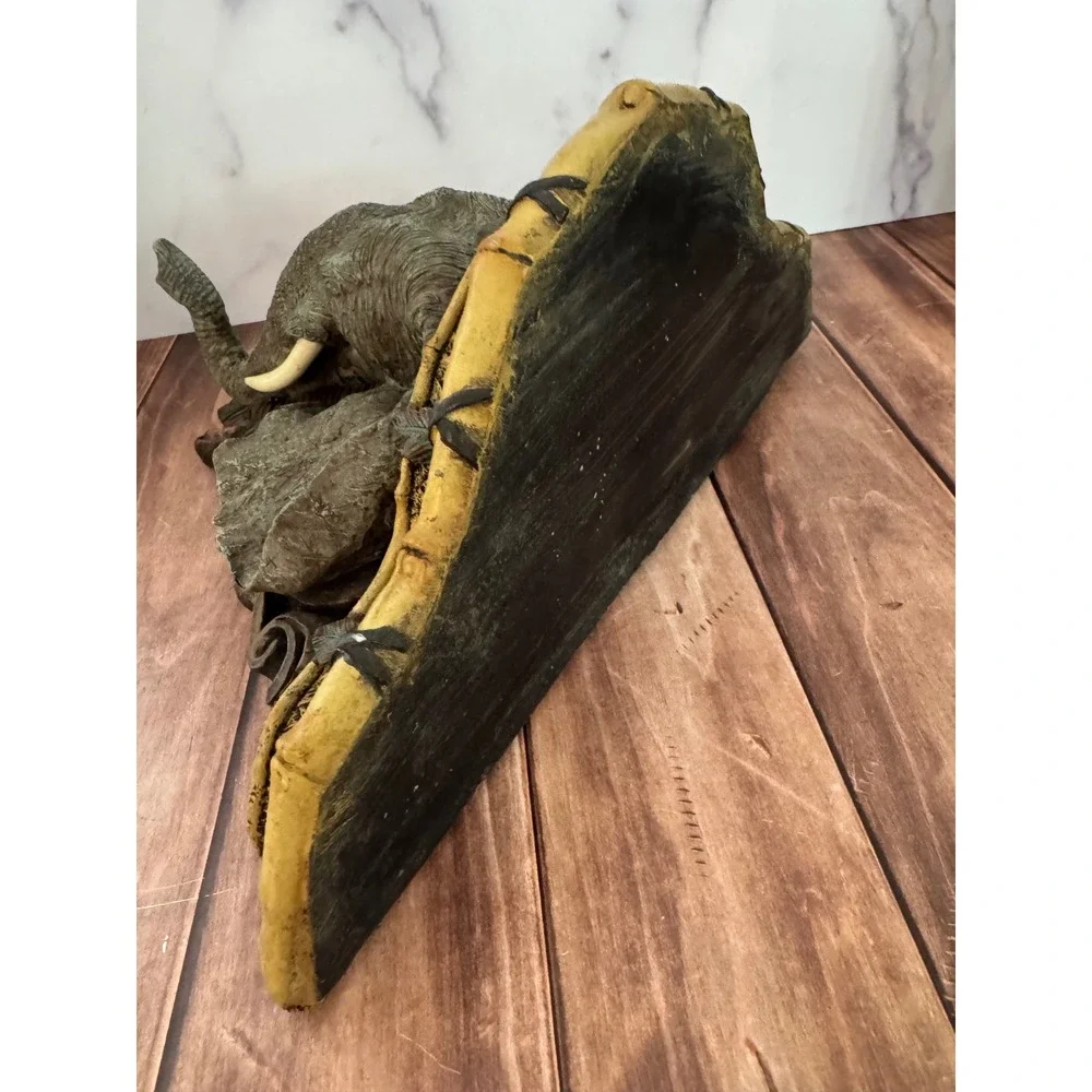 Safari Elephant Head Wall Shelf Faux Bamboo Ledge Sculpture Decor 14x11x6